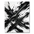 Monochromatic Abstract Black Ink Brush Stroke Rug