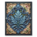 Ornate Blue Acanthus Leaf Floral Scroll Rug