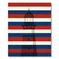 Lighthouse Silhouette Red White Blue Striped Rug
