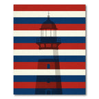 Lighthouse Silhouette Red White Blue Striped Rug
