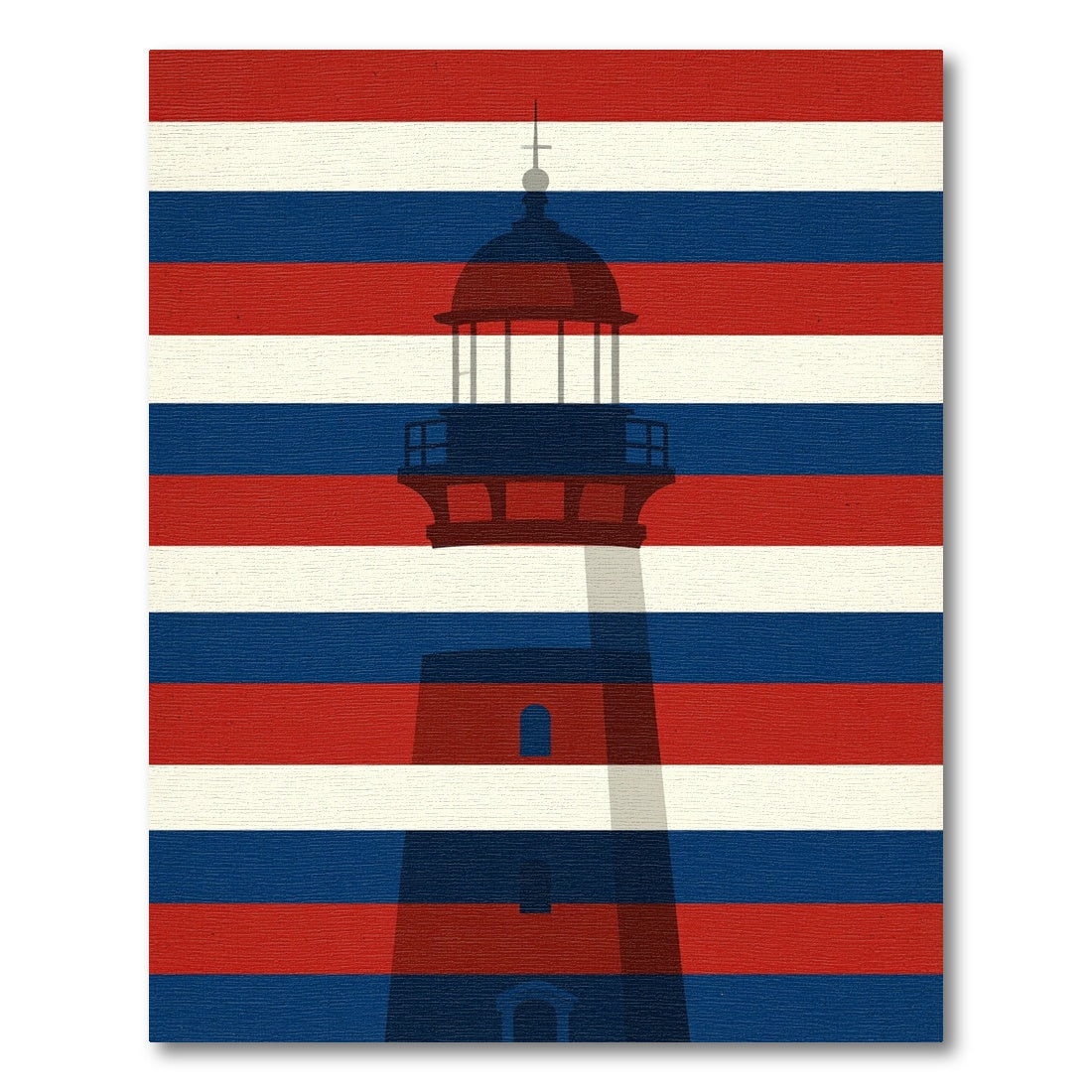 Lighthouse Silhouette Red White Blue Striped Rug