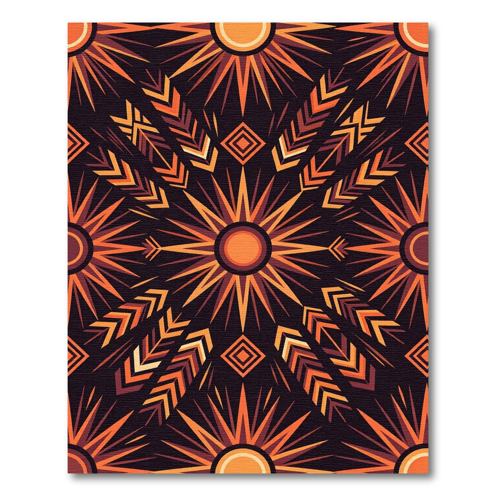 Radial Terracotta Sunburst Geometric Art Rug