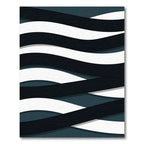 Modern Dark Blue White Wave Composition Rug