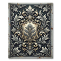 Ornate Charcoal Gray Baroque Scrollwork Rug