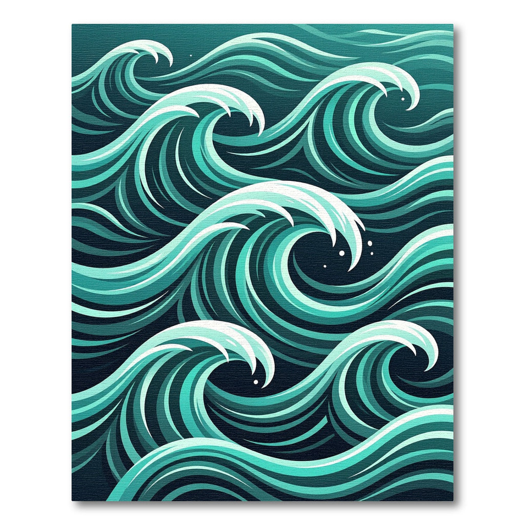 Serene Teal Flowing Ocean Wave Rug