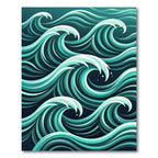 Serene Teal Flowing Ocean Wave Rug