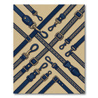 Navy Geometric Braided Strap Grid Rug
