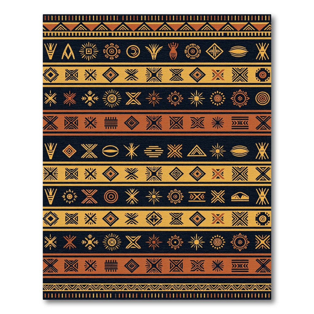 Earthy Ochre Geometric Tribal Stripe Rug