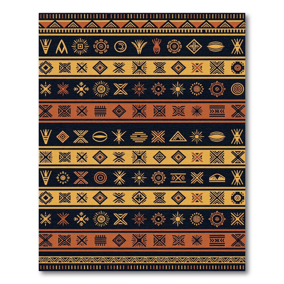 Earthy Ochre Geometric Tribal Stripe Rug