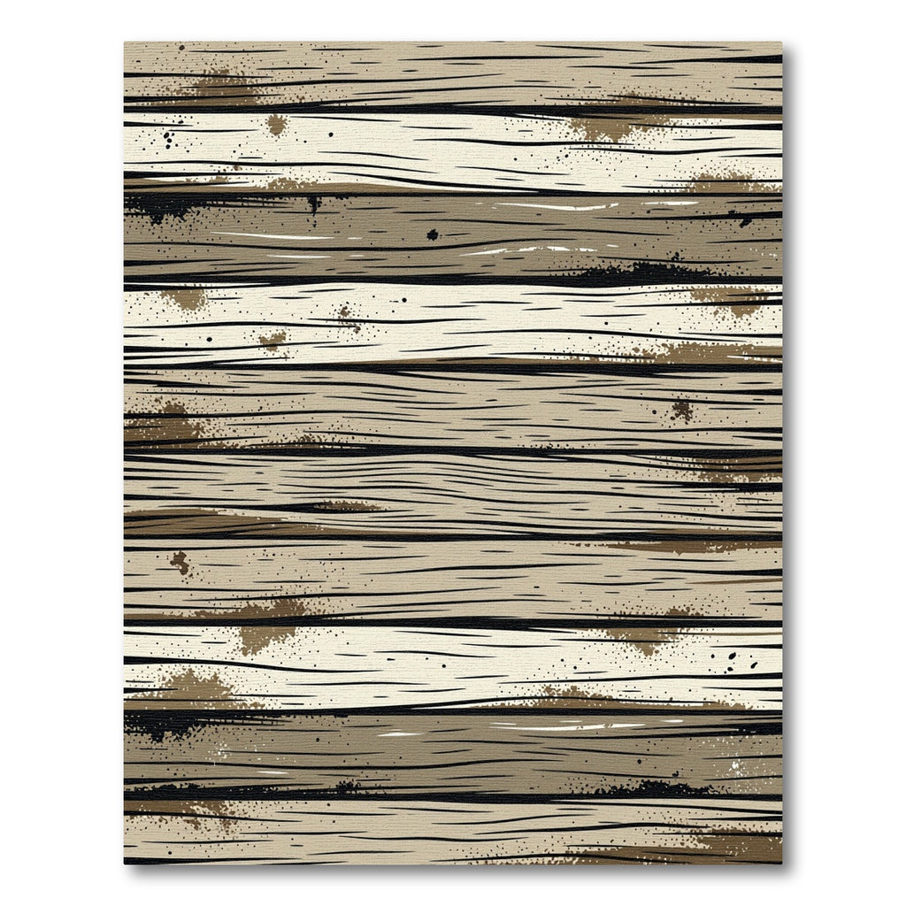 Distressed Wood Grain Horizontal Stripes Rug