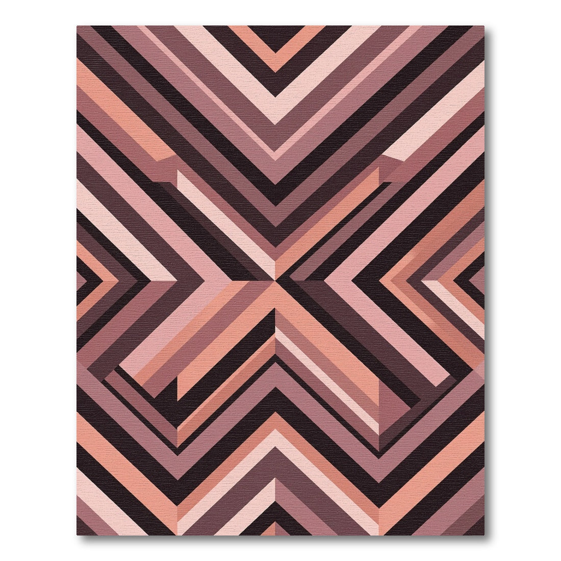 Modern Geometric Blush and Charcoal Angular Rug