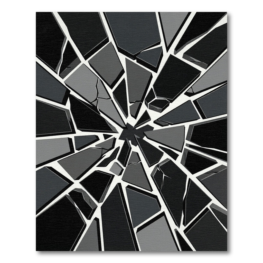 Monochrome Geometric Shattered Glass Fragment Rug