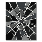 Monochrome Geometric Shattered Glass Fragment Rug