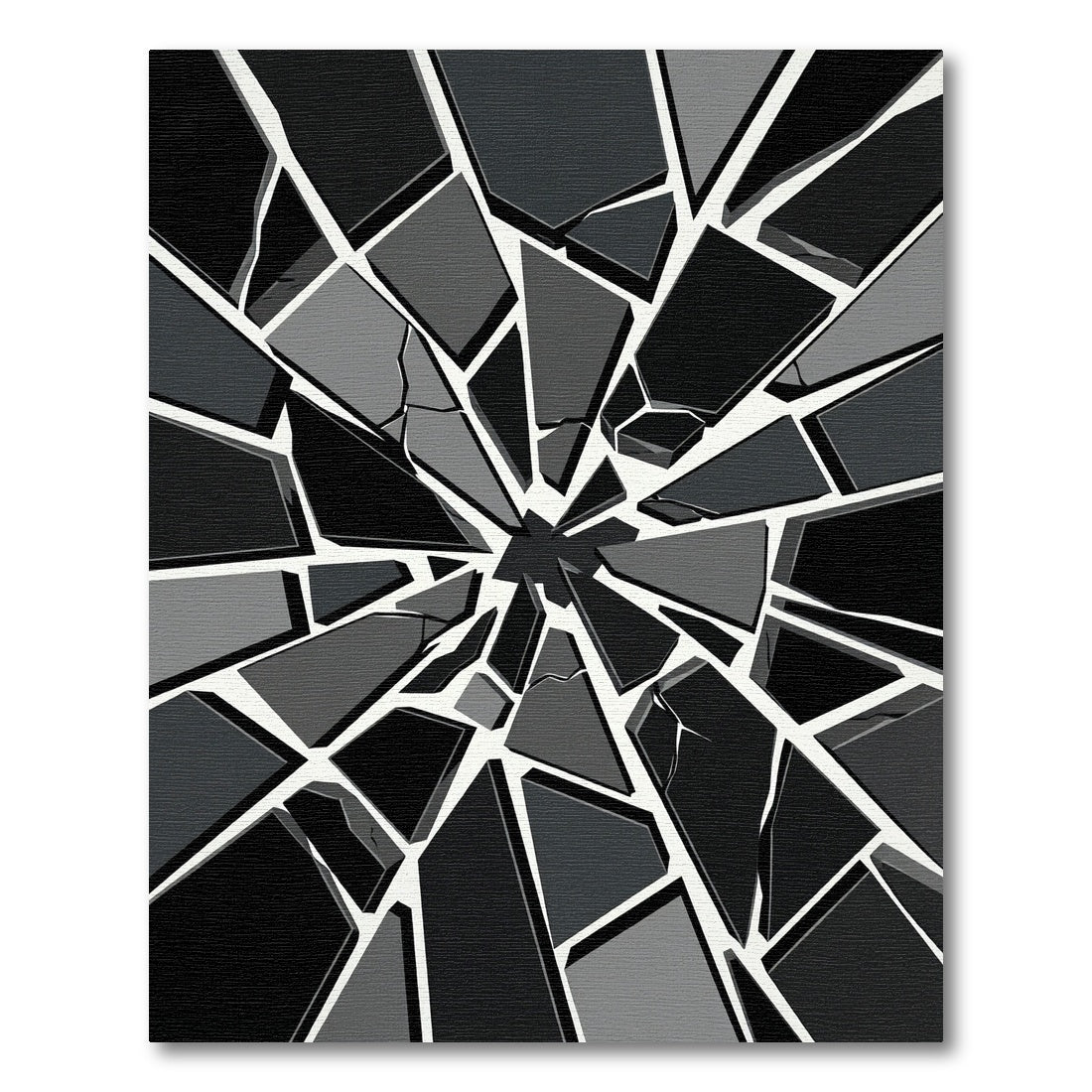 Monochrome Geometric Shattered Glass Fragment Rug
