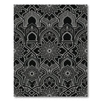 Black White Medallion Archway Pattern Rug