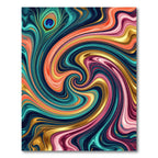 Peacock Plume Swirl Abstract Vibrant Rug