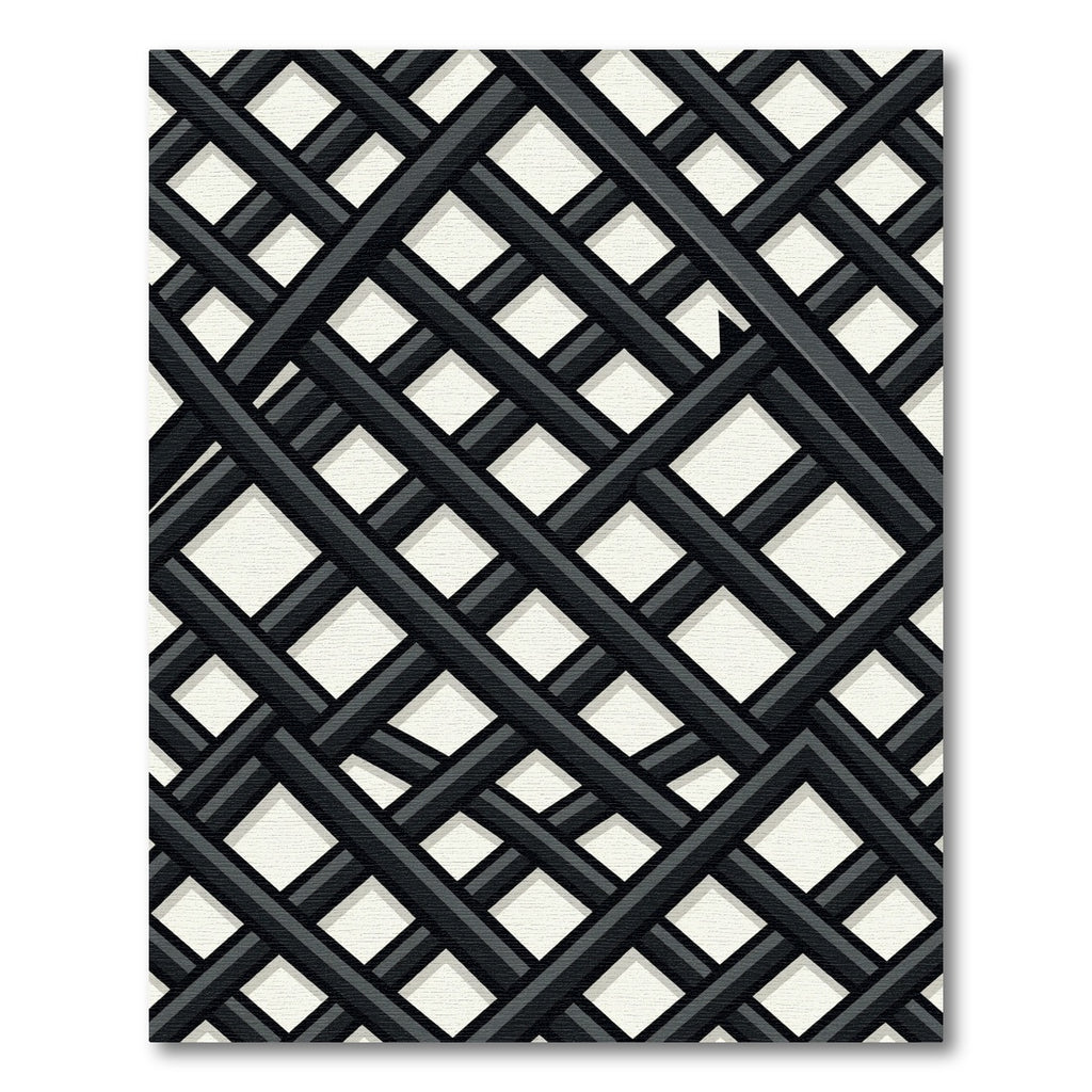Sophisticated Black and White Lattice Grid Rug