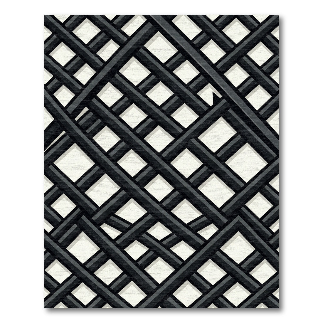 Sophisticated Black and White Lattice Grid Rug