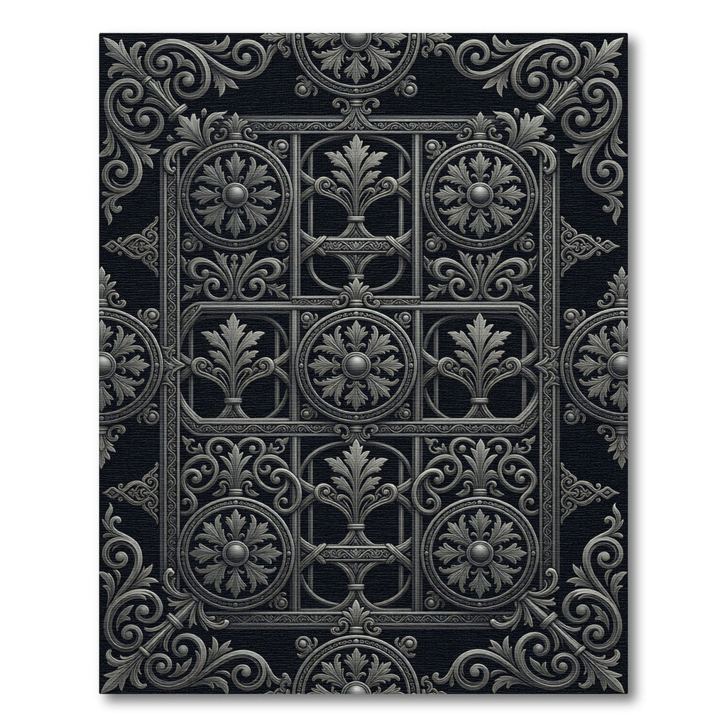 Ornate Victorian Scrollwork Medallions Rug