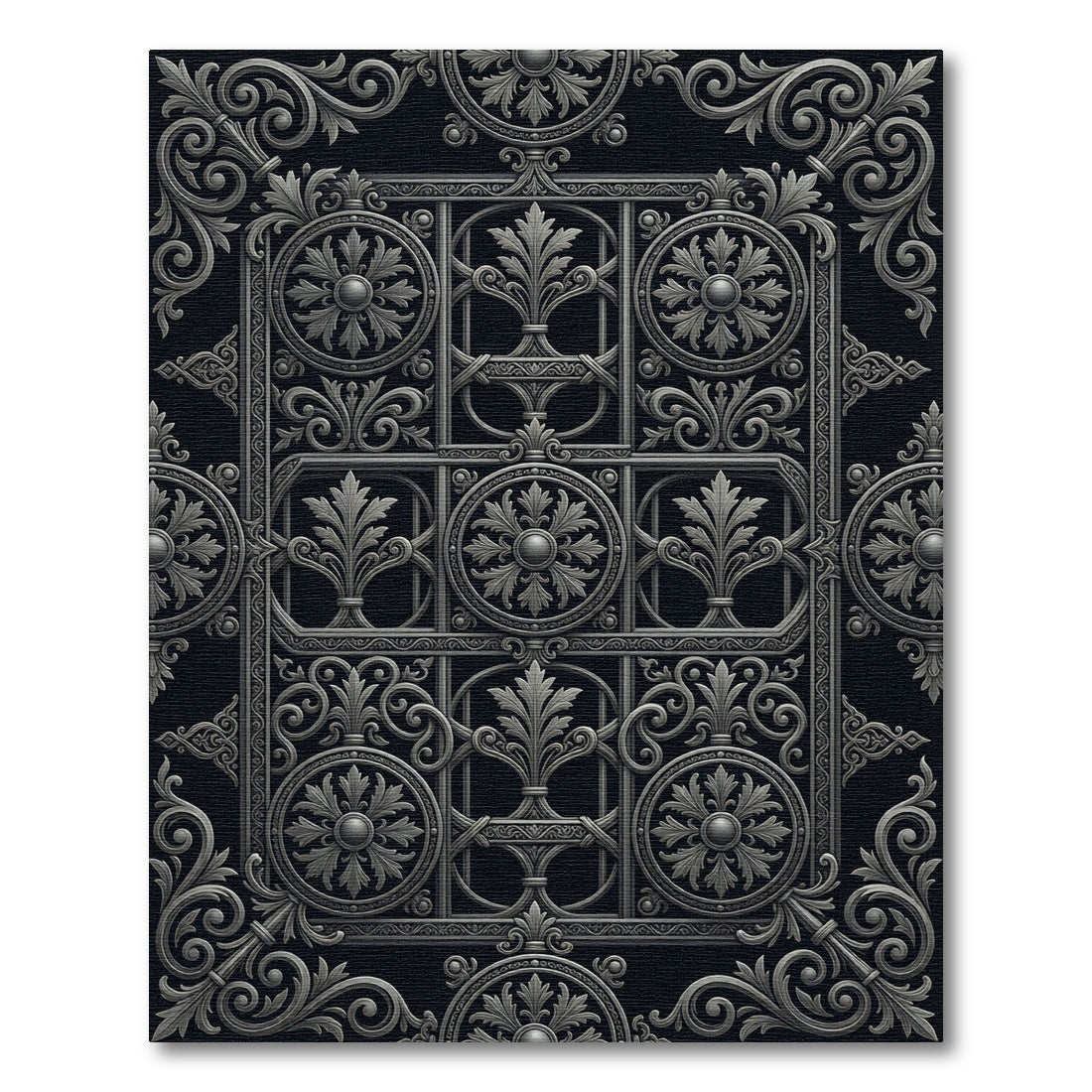 Ornate Victorian Scrollwork Medallions Rug