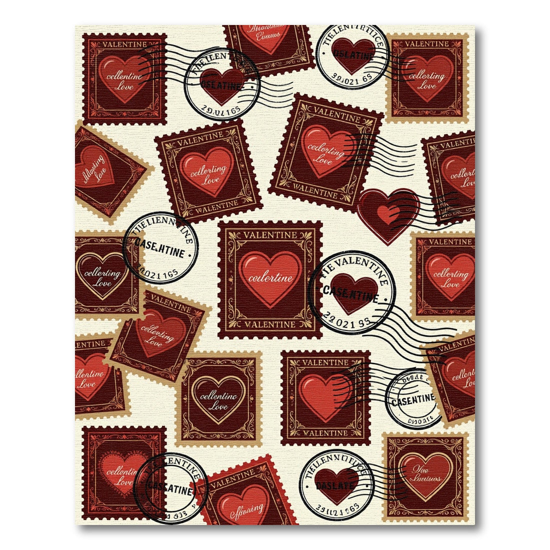Vintage Valentine Heart Postmark Rug