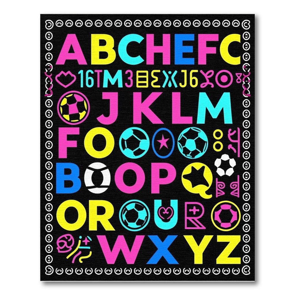 Vibrant Alphabet Soccer Balls Collection Rug