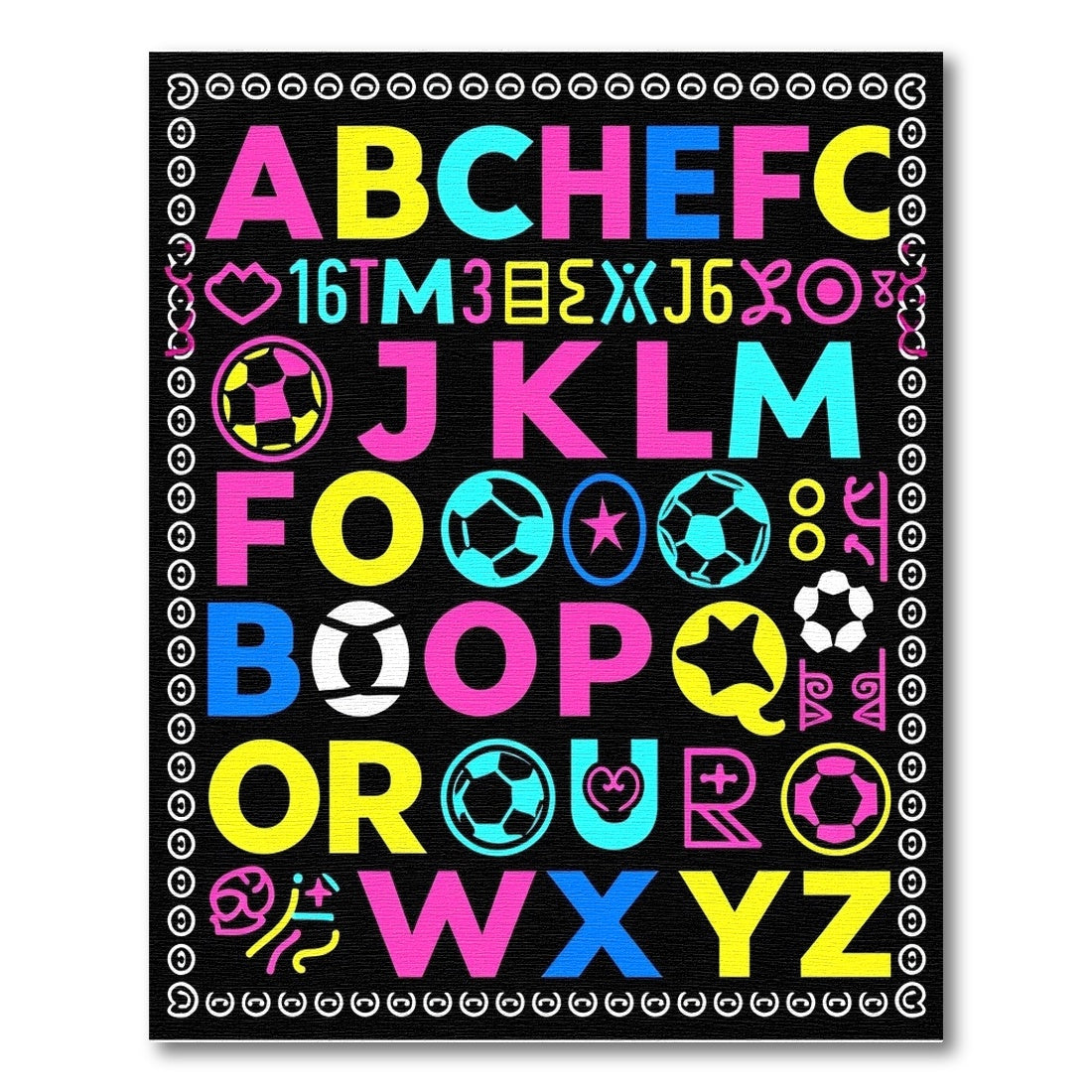 Vibrant Alphabet Soccer Balls Collection Rug