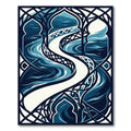 Serene Midnight Blue Flowing Archway Rug