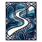 Serene Midnight Blue Flowing Archway Rug