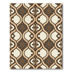 Elegant Cream and Espresso Scalloped Damask Rug