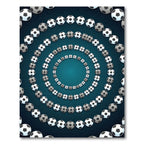 Radiant Soccer Ball Circular Teal Backdrop Rug
