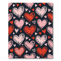 Red Pink Scribbled Hearts Rug