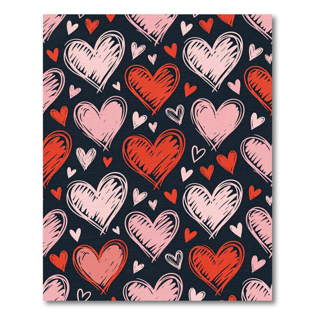 Red Pink Scribbled Hearts Rug