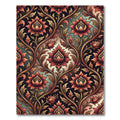 Vintage Crimson Floral Scrolling Vine Rug