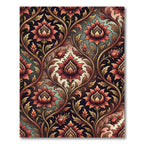 Vintage Crimson Floral Scrolling Vine Rug