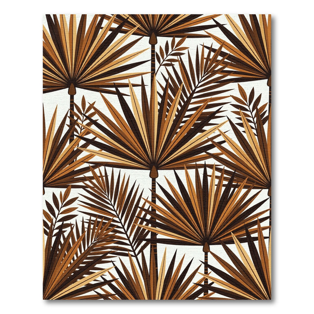 Lush Copper Tropical Palm Leaf Rug