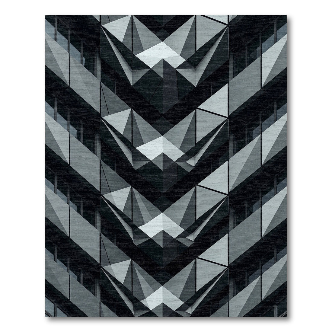 Monochrome Geometric Facade V Shape Rug