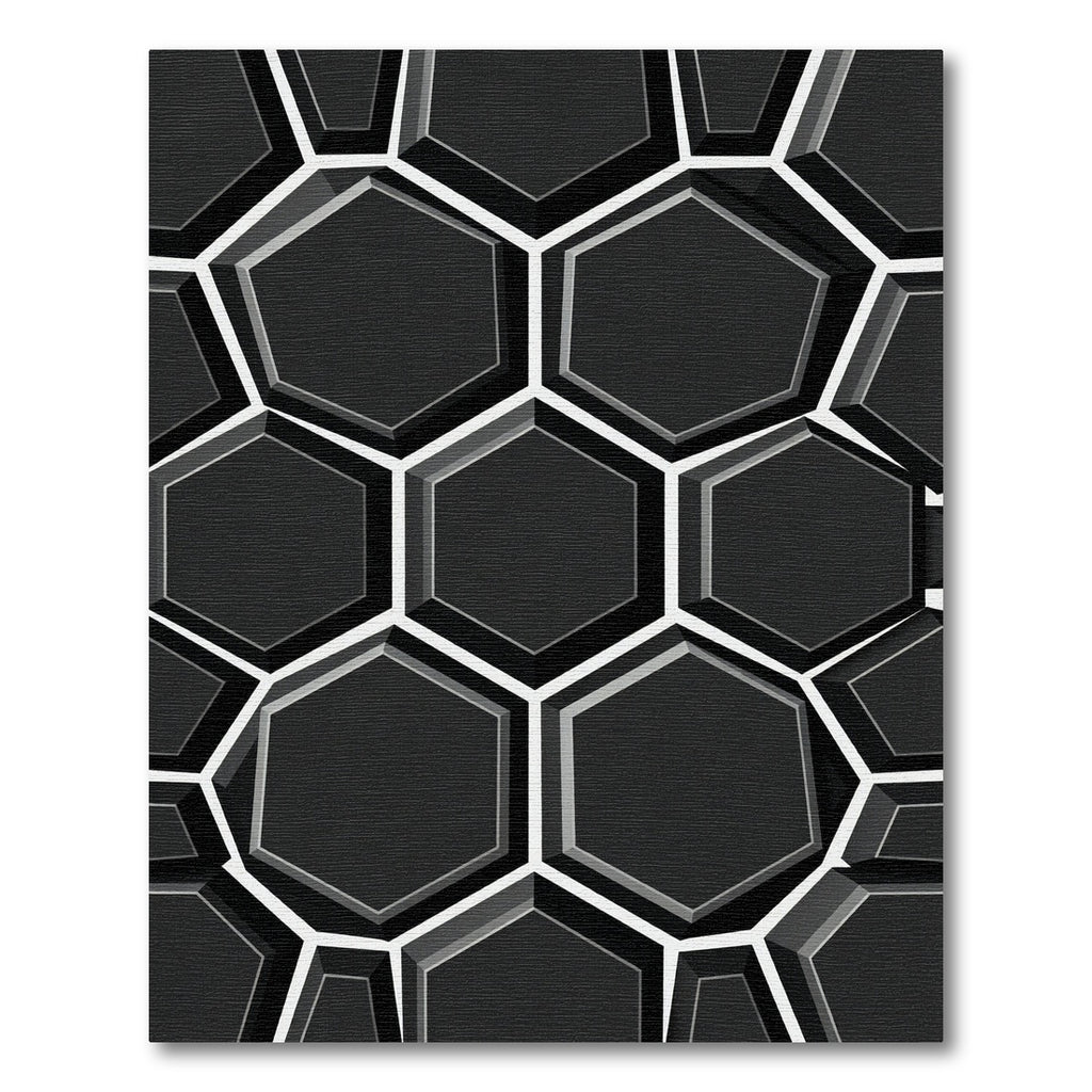 Monochrome Geometric Hexagon Relief Rug