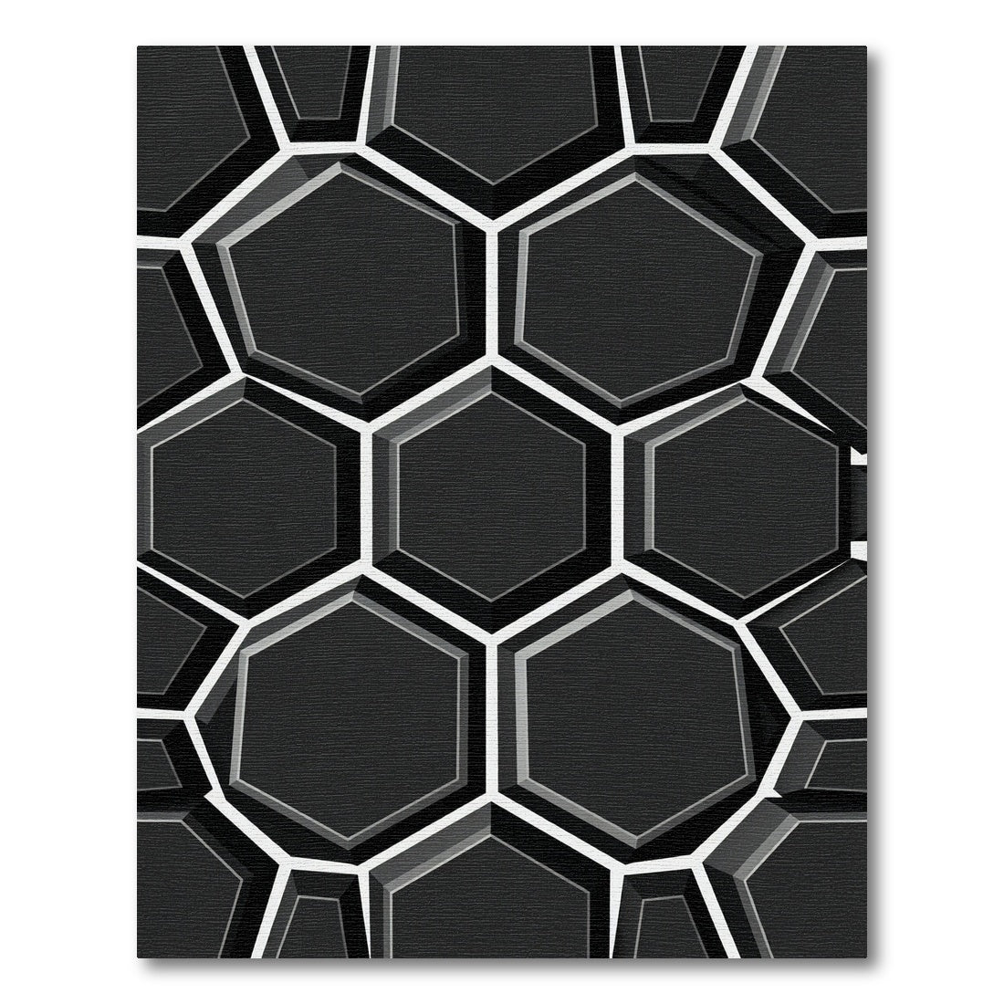 Monochrome Geometric Hexagon Relief Rug