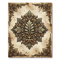Ornate Golden Acanthus Leaf Medallion Rug