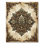 Ornate Golden Acanthus Leaf Medallion Rug