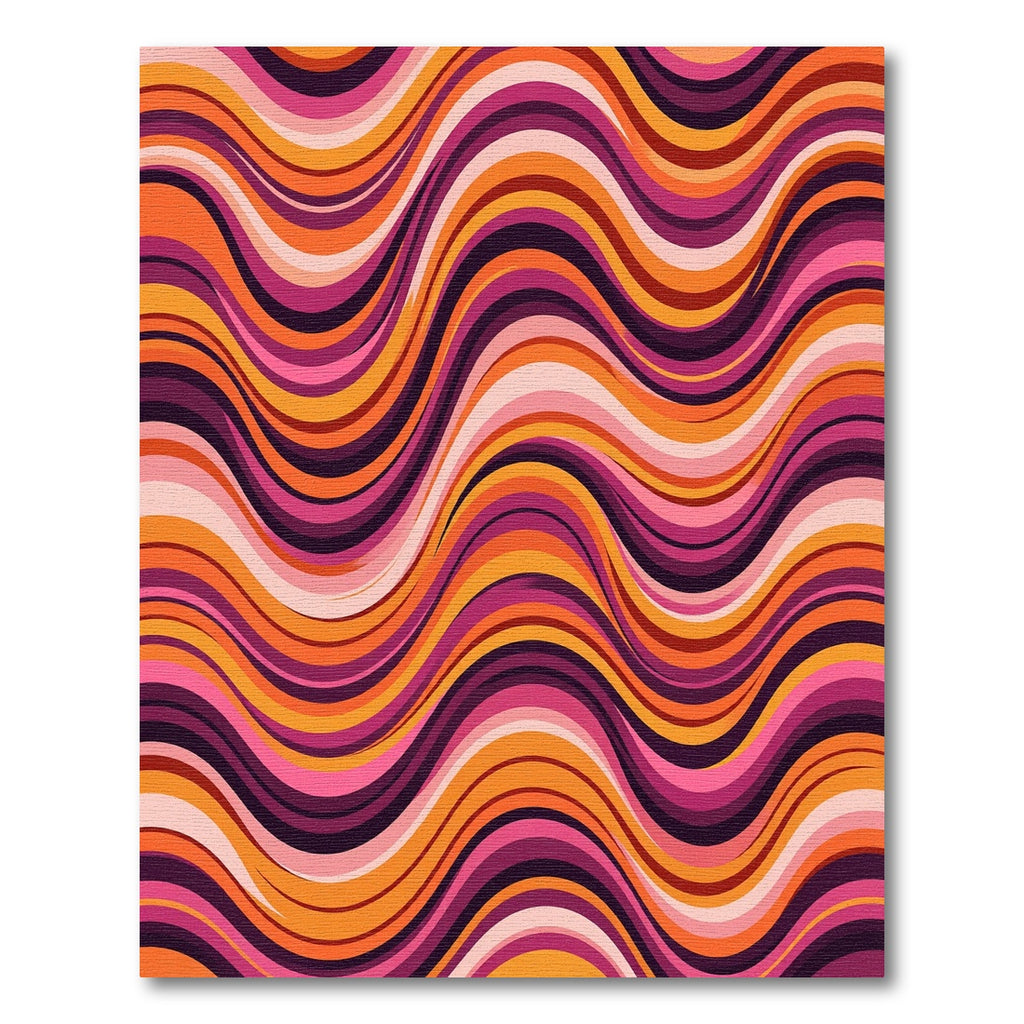 Retro Orange Pink Swirl Waves Rug