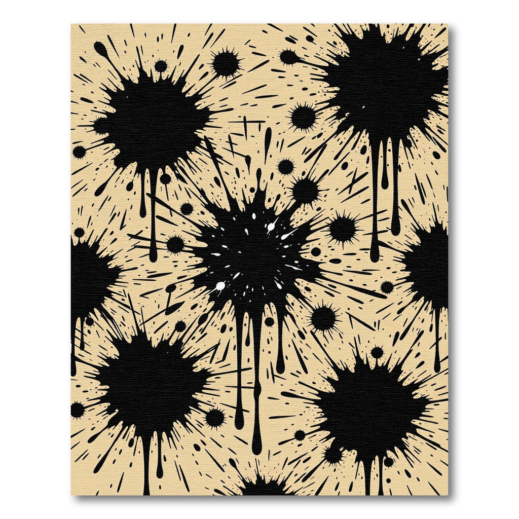 Bold Black Ink Splatter Abstract Art Rug