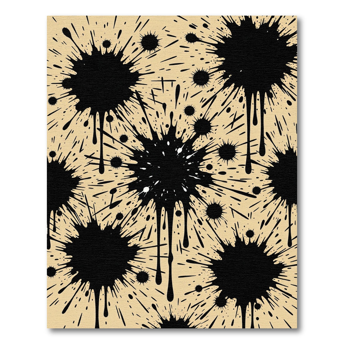 Bold Black Ink Splatter Abstract Art Rug