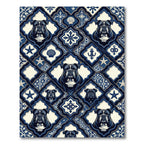 Nautical Navy Bulldog Tile Mosaic Rug
