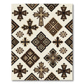 Geometric Brown Crosses and Diamond Blocks Rug