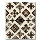Geometric Brown Crosses and Diamond Blocks Rug