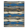 Distressed Wood Grain Blue Orange Rug