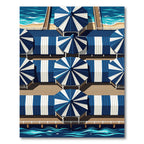 Coastal Navy White Striped Geometric Pier Rug