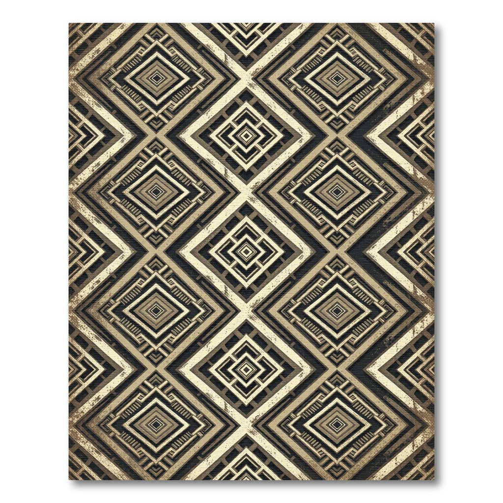 Art Deco Golden Geometric Diamond Rug